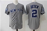 New York Yankees #2 Derek Jeter Gray Retirement Patch New Cool Base Jersey,baseball caps,new era cap wholesale,wholesale hats